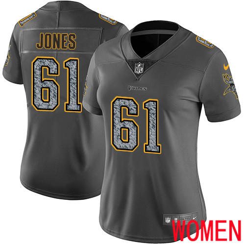 Minnesota Vikings #61 Limited Brett Jones Gray Static Nike NFL Women Jersey Vapor Untouchable